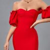 Off Shoulder Women Red Elegant Mini Evening Club P