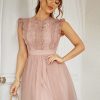 Office Sleeveless Lace Tulle Summer Dress Women Pa