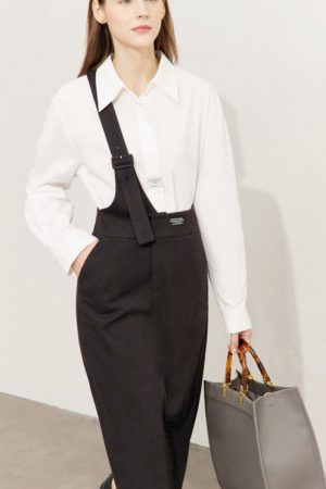 One Shoulder Skirts Autumn Office Lady Pockets Sli