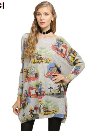 Oversized Sweater Women Pullover Long Dress Soft W