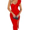 Party Dress For Women Summer Red Elegant Ruffles O