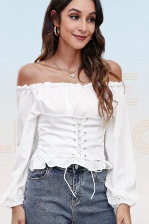 Plain Front Criss-Cross Back Elastic Slim Waist Ch