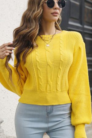 Plain Women Sweater O-Neck Slim Knitted Sweater Au