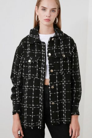 Pocket Detail Plaid Jacket Shirt Twoaw21go0087