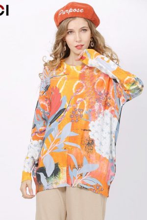 Print Sweater For Women Pullover Spring Full Sleev