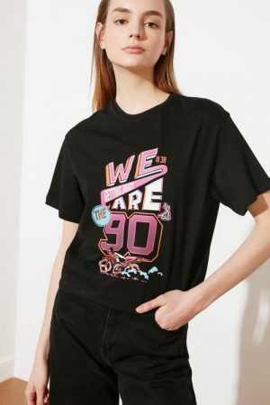 Printed Boyfriend Knitted T-Shirt Twoss21ts2210
