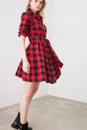 Red Belted Zipper Dress Twoaw20el0468