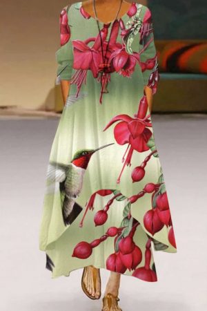 Retro Ladies Casual Festival Print Fashion Dress W