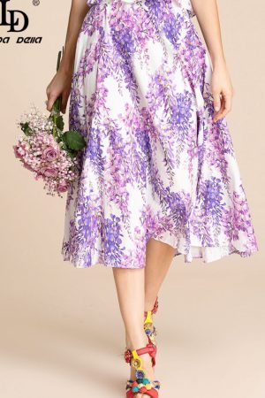 Runway Designer Summer Flower Print Cotton Long S