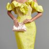 Sequined Party Dress Women's Yellow Bodycon Dress