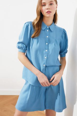 Shoulder Shirred Shirt Twoss21go0616