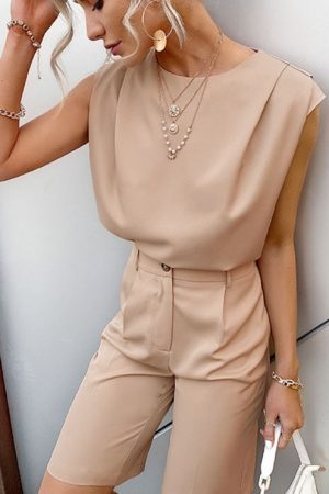 Sleeveless Top Straight Leg Shorts Jumpsuit Romper