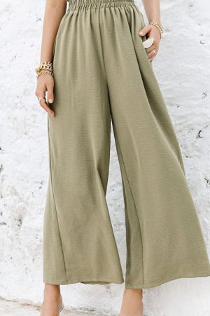 Solid Color High Waist Wide Leg Pants Women Loose