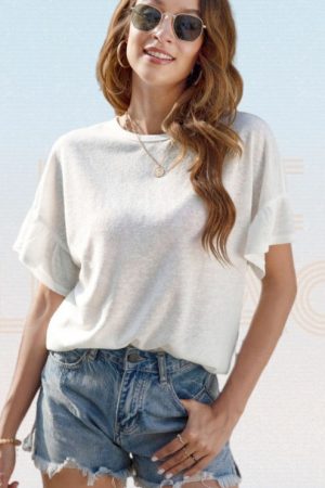 Solid O-Neck Backless Twist Back Batwing Sleeve Lo