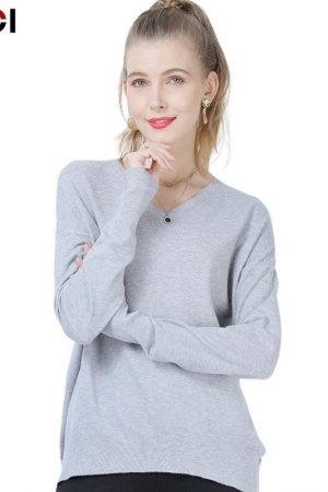 Spring Autumn Causal Grey Sweaters For Women Fashi