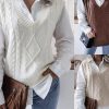 Spring Autumn Sweater Vest Women's Solid Knitted V