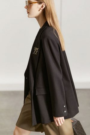 Spring Blazer Jacket For Women Office Lady Embroid