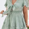 Spring Dot A-Line Plus Size Dress Women Half Sleev