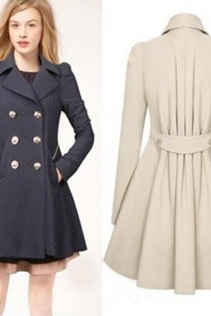 Spring Fall Trench Coat For Women Streetwear Turn-