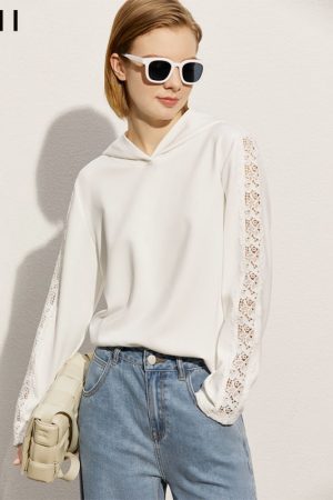 Spring Fashion Women Hoodies Causal Hooded Hollow