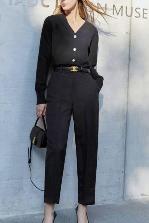 Spring Professional Suit Trousers Women High Waist
