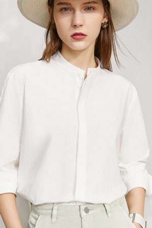 Spring Shirts Women Fashion Slit Loose Long Sleeve