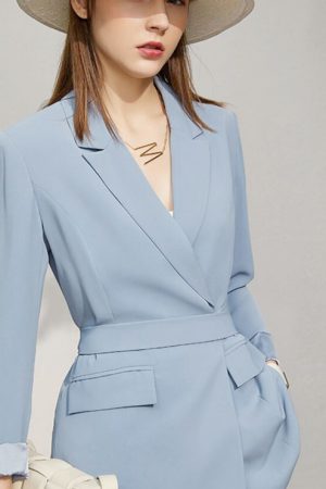 Spring Suit Offical Lady Solid Lapel Full Sleeve B