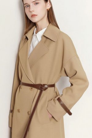 Spring Trench Coat For Women Fashion Lapel Double