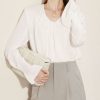 Spring Women Blouse Fashion U Neck Flare Sleeve Ch