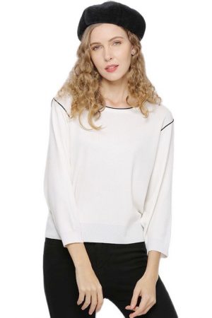 Spring Women Solid Short Sweaters O-Neck Tops Fash