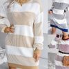 Striped Crew Neck Pullover Sweater Women Autumn Wi