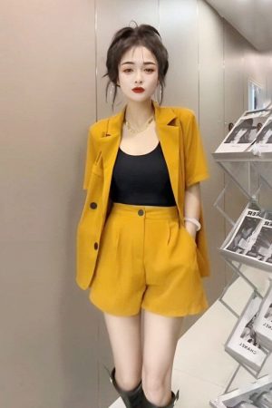 Suit Jacket Shorts Women's Two-Piece Rose Red Suit