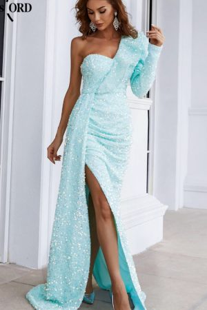 Summer Dress Fashion Women Sequins Party One Shoul