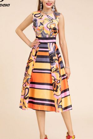 Summer Dress Women's Sleeveless Vintage Luxury Dia