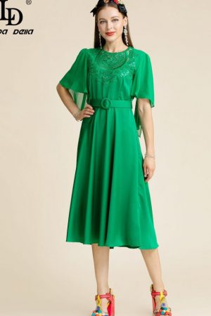 Summer Fashion Runway Dress Women's Butterfly Slee