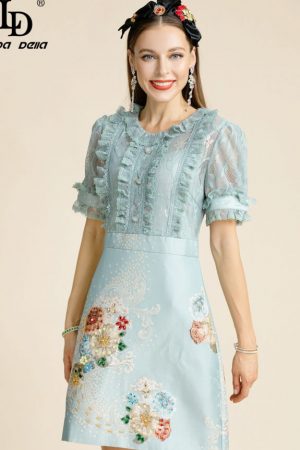 Summer Fashion Runway Short Dress Women's Lace Sho