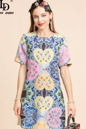 Summer Fashion Runway Short Dress Women's Short Sl