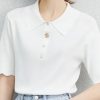Summer Knitted T-Shirts For Women Fashion Solid Lo