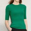 Summer Knitting T-Shirt For Women Fashion Round Ne