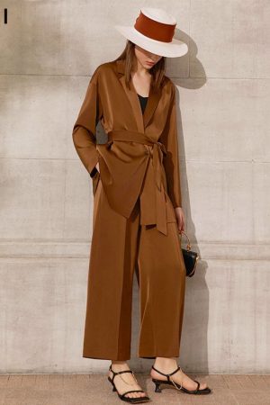 Summer Luxury Satin Women's Offical Lady Solid Wom