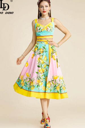 Summer Skirts Sets Women's Short Spaghetti Strap T