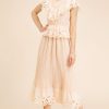 Summer Solid Dress Stand Collar Ruffles Hollow Out