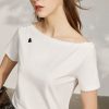 Summer Tshirt For Women Causal Embroidery Letter P