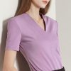 Summer Tshirts For Women Casual V Neck Solid Tops