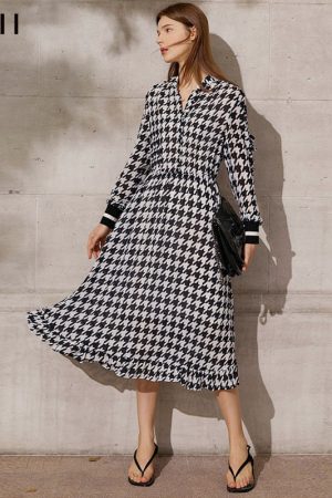 Summer Vintage Dress For Women Fashion Vneck High