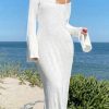 Summer White Knitted Slim Beach Dresses For Women'