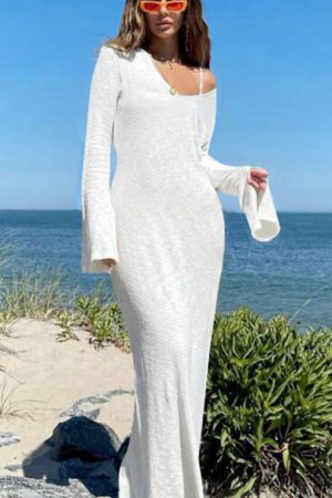 Summer White Knitted Slim Beach Dresses For Women'