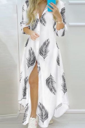 Summer Women Casual Shirt Dress Fashion Printing L