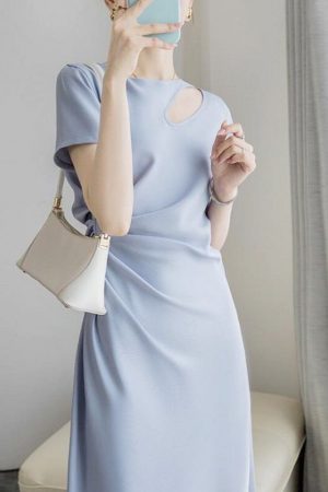 Summer Women Dress Blue Long Elegant Ladies Dresse