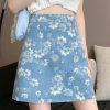 Summer Women Mini Skirt Retro High Waist Short Com